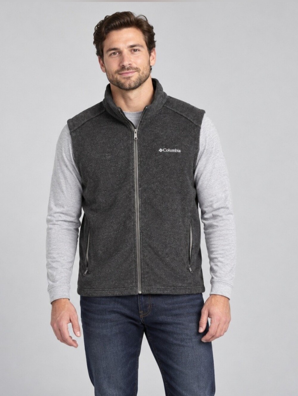 Columbia Sportswear Men's Steens Mountain Fleece Full Zip Vest Gray Charcoal XXL